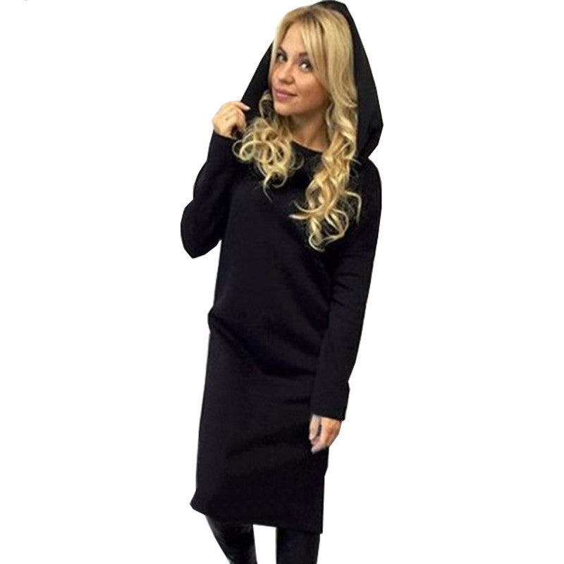 Online discount shop Australia - Long Sleeve Dress Sportswear Loose Long Hoodie Dress Fashion Casual Dresses Winter Plus Size Women Clothing Vestidos XXL