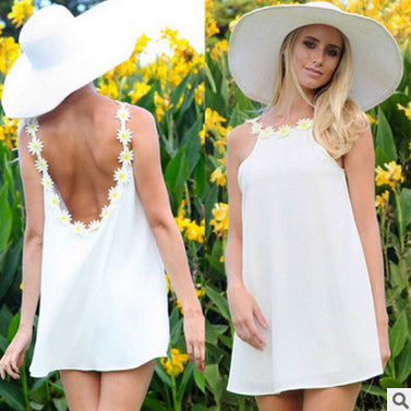 Online discount shop Australia - 40 Summer Sundress for Women Beach Style Sunflower Patchwork Backless Chiffon Dress Robes Femme Ete Ladies Vestido De Festa