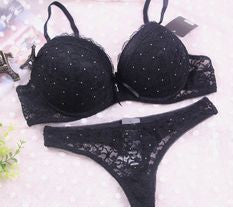 Online discount shop Australia - Brand Sexy Full Lace Floral Princess Underwear Bra Sets VS Push Up Bra and Thong Set For Secret Women