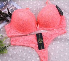 Online discount shop Australia - Brand Sexy Full Lace Floral Princess Underwear Bra Sets VS Push Up Bra and Thong Set For Secret Women