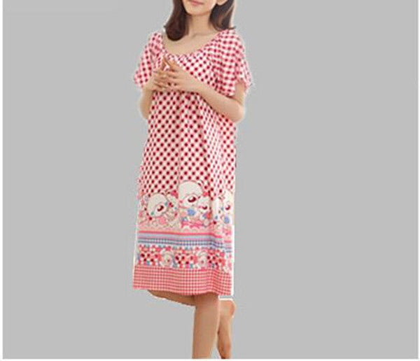 Online discount shop Australia - Loose large size nightgowns for women long cartoon girls nightwear nightdress cotton and silk sleepshirt dress Q623