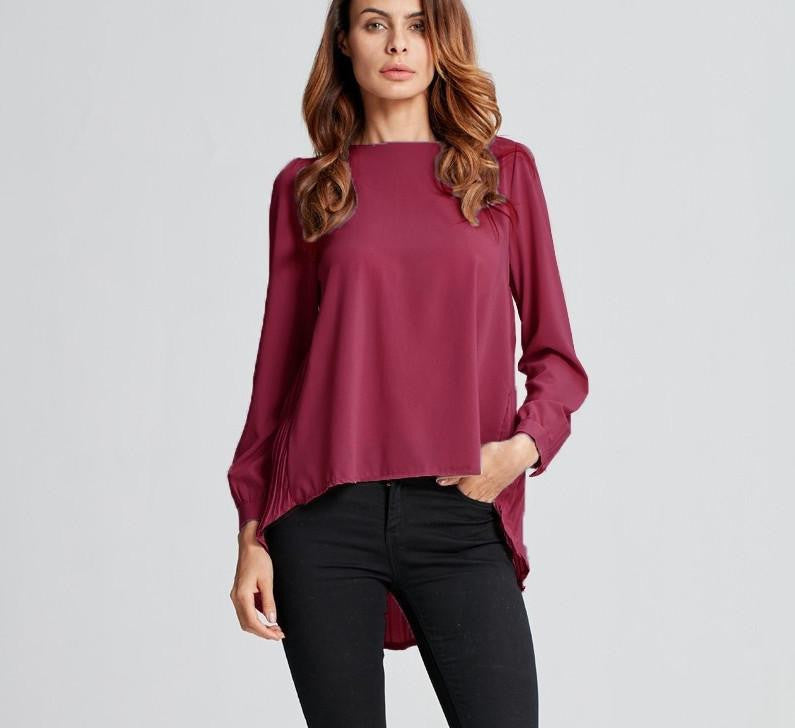 Women Oversized Casual Loose Chiffon Tops Long Sleeve Solid Shirts Ladies Blouses Plus Size