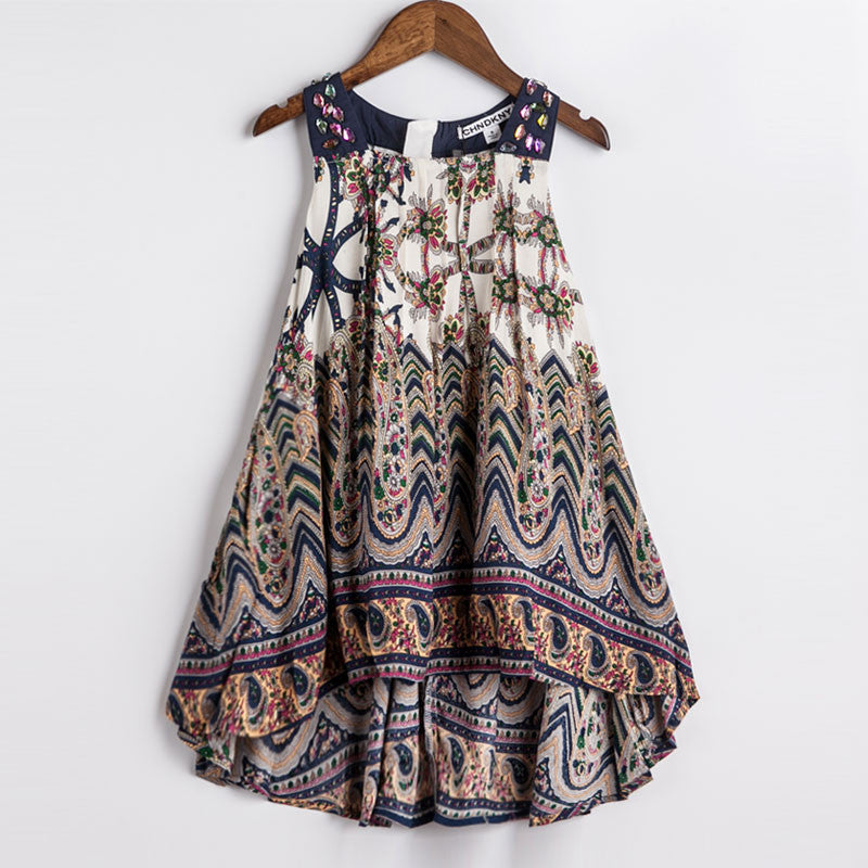 Online discount shop Australia - Baby Girls Dress New Brand Kids Print Party Dress for Girls Children Bohemian Fashion Clothes