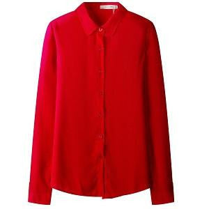 Women Blouses Button 5 Solid Color Long-sleeve Shirt Female Chiffon blouse Women's Slim Clothing TPB08