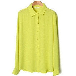 Women Blouses Button 5 Solid Color Long-sleeve Shirt Female Chiffon blouse Women's Slim Clothing TPB08