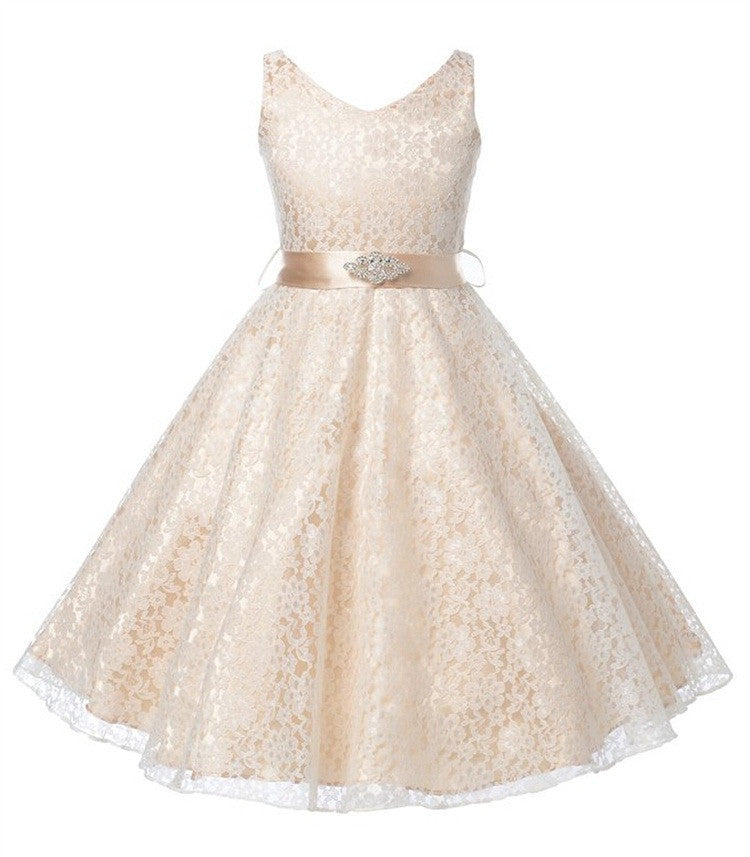 Online discount shop Australia - girl dress ceremony sleeveless V-neck princess dress teenagers girls school prom gowns dresses kids formal clothes