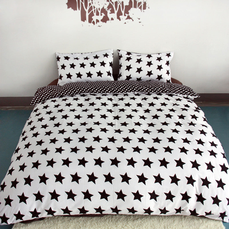 Online discount shop Australia - Black And White Printing Activity Bedding sets Super King Queen,Star Duvet Quilt cover set,Bedroom Bedding,Home Textiles#ZY15