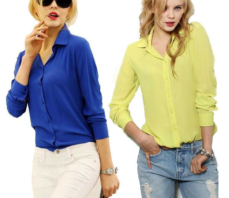 Women Shirt Chiffon shirts Tops Elegant Office Blouse 5 Colors office lady Wear tops Plus Size XXL