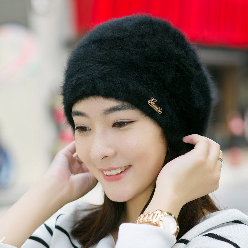 Online discount shop Australia - Hats for women beanie mom's cap solid beret Rabbit hair
