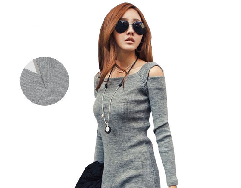 Online discount shop Australia - Autumn Winter Women Sweater Knitted Dress Long Sleeve Bodycon Stretch Woman Solid Casual Party Lady Dresses CL1114