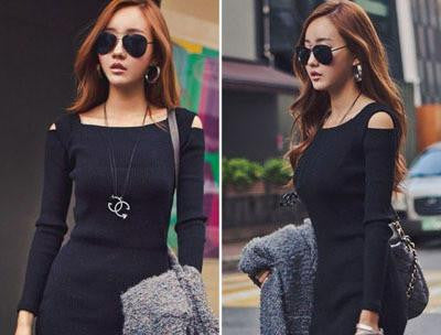 Dress Women's Off Shoulder Long Sleeve Knitted Casual Bodycon Pencil Party Dresses Mini Vestidos CL1114