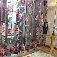 purple floral tulle in sheer curtains for living room the bedroom kitchen shade window treatment curtain blinds panel