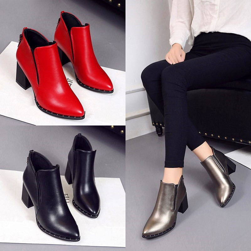 Online discount shop Australia - Martin Boots Women Casual Leather Boots Pointed Toe Buckle Warm Plush Women Ankle Boots
