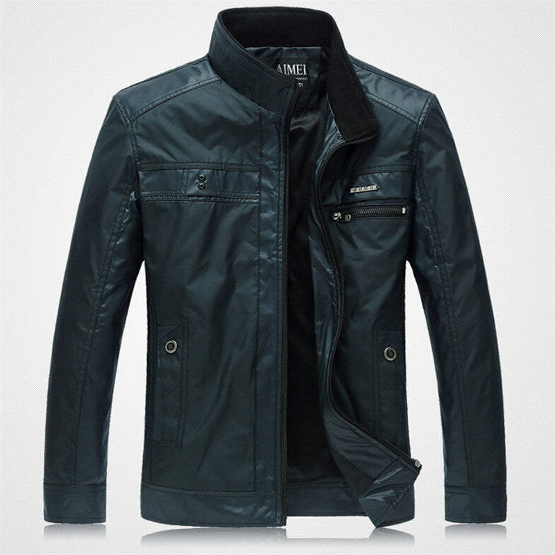 Online discount shop Australia - Men Jackets New Leisure Men's Jacket Thin Business Men Coat 4XL Zipper Black male Casual style Stand Collar jacket