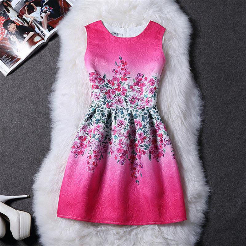 Summer Dress Women Slim Butterfly Printed France Lady A-line Dress Casual Vintage vestido Female Clothing Contrast Color