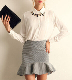 Women Shirt Chiffon Tops Elegant Ladies Formal Office Blouse 5 Colors Work Wear Plus Size XXL