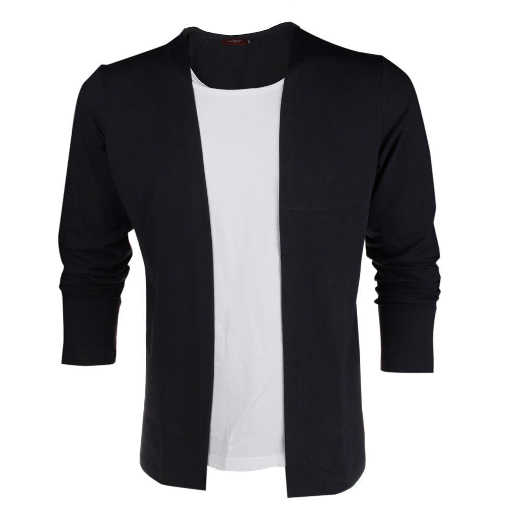 Online discount shop Australia - Men's Long Sleeve T Shirts False Two Pieces Patchwork Contrast Color Casual Slim Style Cotton Men Tops Tees