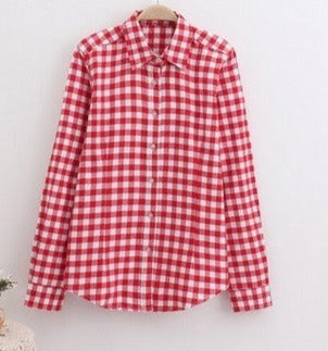 Online discount shop Australia - Fashion Plaid Shirt Female College style women's Blouses Long Flannel Shirt Plus Size Cotton Office tops