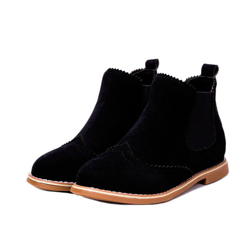 Online discount shop Australia - Designers Brand Women Ankle Boots Flat Heels Shoes Woman Suede Leather Boots Brogue Cut outs Slip on Black Gray Plus Size 40
