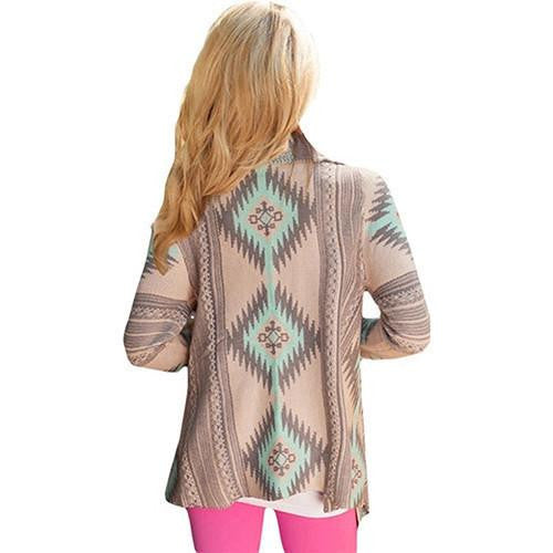 Women's Irregular Floral Print Loose Knitted Cardigan Coat