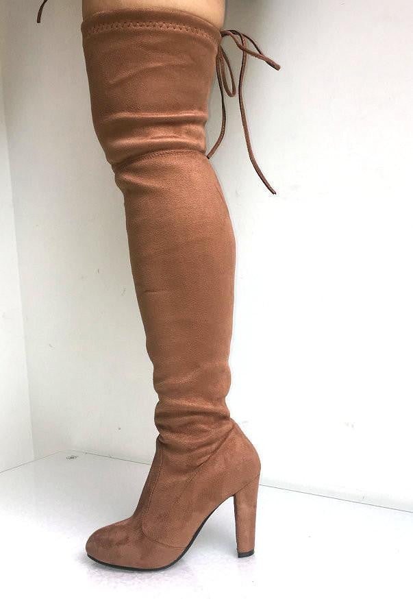 Women Faux Suede Thigh High Boots Over the Knee Boots Stretch Overknee High Heels Woman Shoes Black Gray Wine Red Brown