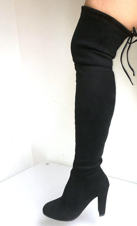 Women Faux Suede Thigh High Boots Over the Knee Boots Stretch Overknee High Heels Woman Shoes Black Gray Wine Red Brown