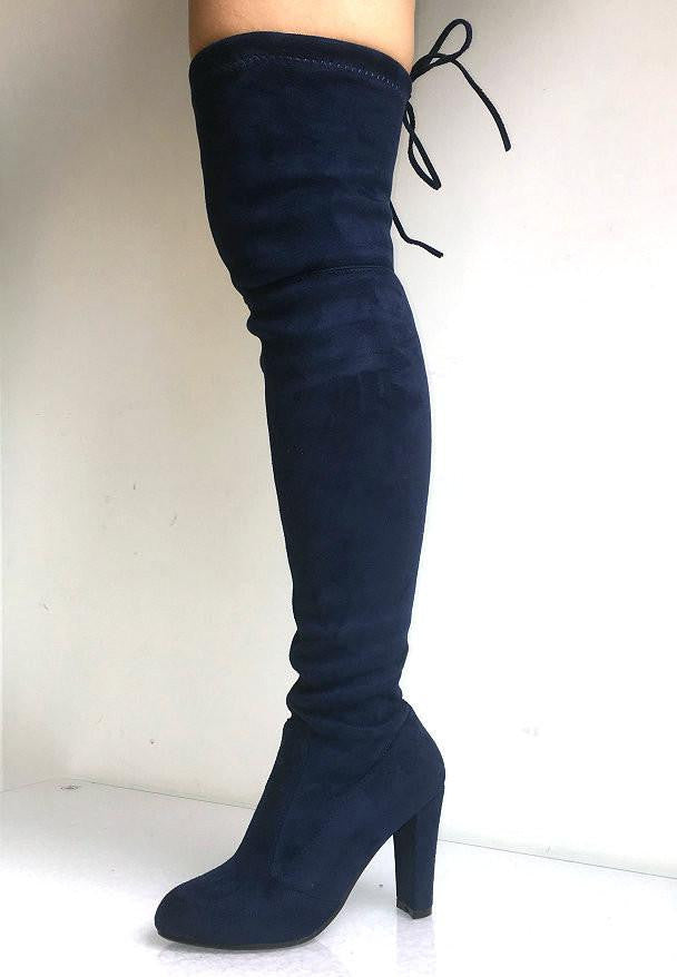 Women Faux Suede Thigh High Boots Over the Knee Boots Stretch Overknee High Heels Woman Shoes Black Gray Wine Red Brown