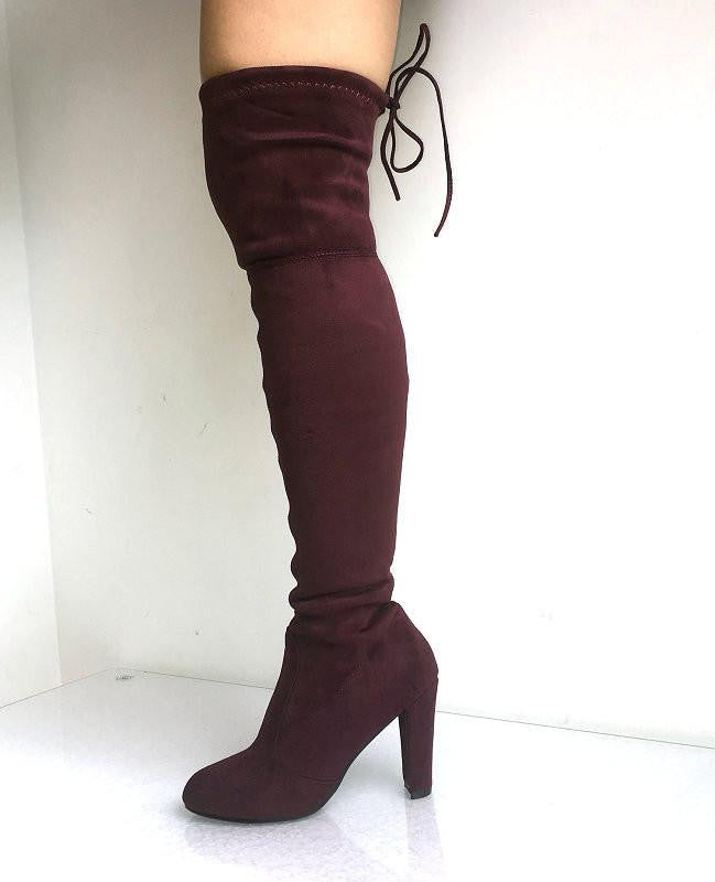 Wine thigh hot sale high boots