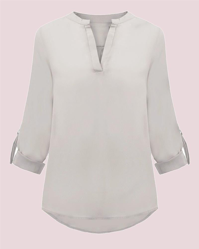 Online discount shop Australia - Fashion Women V-neck Long Sleeve Chiffon Blouse Elegant Lady Office Work Wear Solid Shirts Casual Top