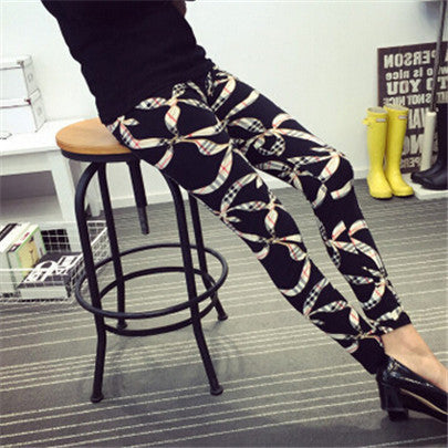 Online discount shop Australia - Ethnic style Retro graffiti paintings Printing flowers trousers printed High elasticity leggings