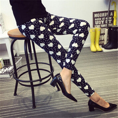 Online discount shop Australia - Ethnic style Retro graffiti paintings Printing flowers trousers printed High elasticity leggings