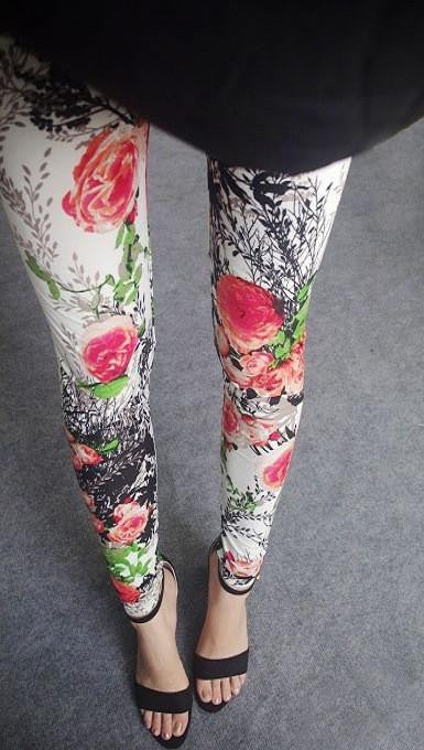 Womens Thin Stretch leggings Colored Stars Graffiti Slim Skinny Leggings Pants Female