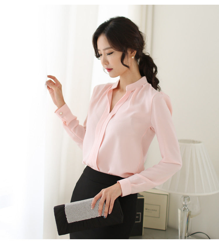 Online discount shop Australia - 5 Colors Work Wear Women Shirt Chiffon Tops Elegant Ladies Formal Office Blouse Plus Size XXL
