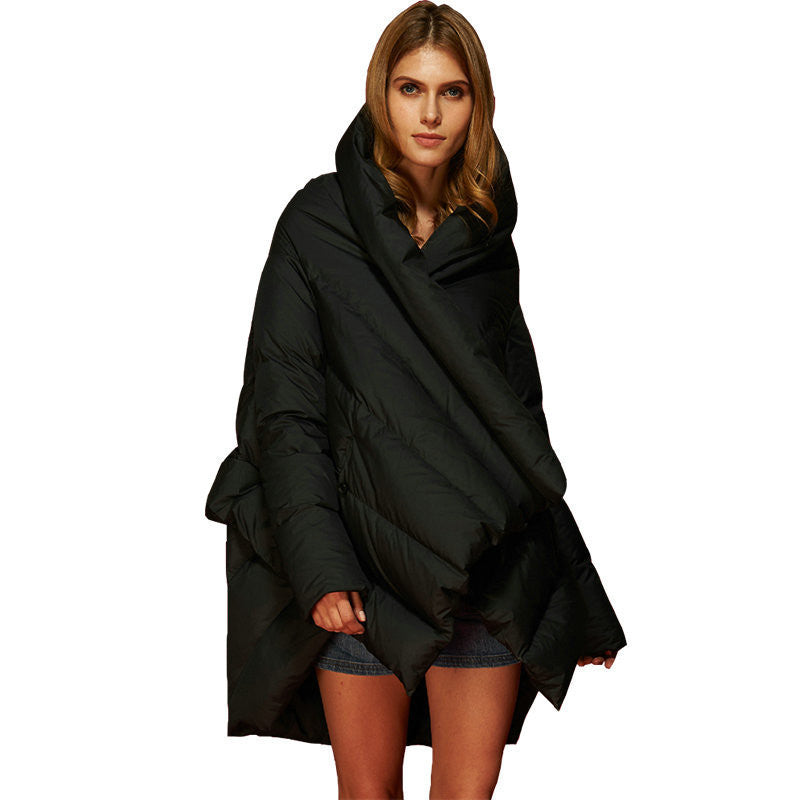 Online discount shop Australia - Fashion Women's Down Jacket Parka Cloaks European Designer Asymmetric Length Hooded Anorak Coat Female