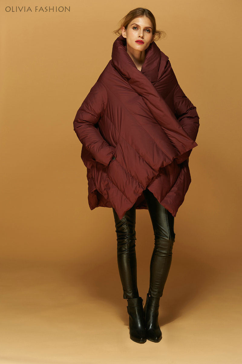 Online discount shop Australia - Fashion Women's Down Jacket Parka Cloaks European Designer Asymmetric Length Hooded Anorak Coat Female