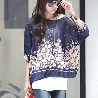 Online discount shop Australia - Boho Style Women Chiffon Blouse Floral Print Tops Shirt for Women Clothing 4XL Chiffon Shirts