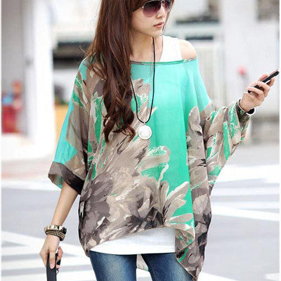 Online discount shop Australia - Boho Style Women Chiffon Blouse Floral Print Tops Shirt for Women Clothing 4XL Chiffon Shirts