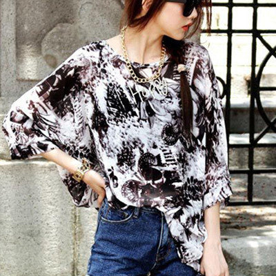 Online discount shop Australia - Chiffon Tops Novelty Ladies Floral Print Casual Loose Blouses Shirts Plus Size 4XL 5XL 6XL Women's Tops Blouses