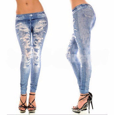 women fake jeans Fashions Women's Jeans Look leggings Seamless tattoo Jeggings printed pants