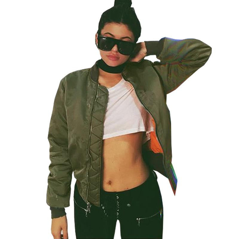 Online discount shop Australia - BerryGo  parkas Army Green bomber jacket Women coat cool basic down jacket zipper chaquetas biker outwear