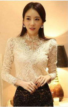 Women Blouses Shirts Crochet Lace Chiffon Blouse Women Clothing Basic Shirt Vintage Shirt