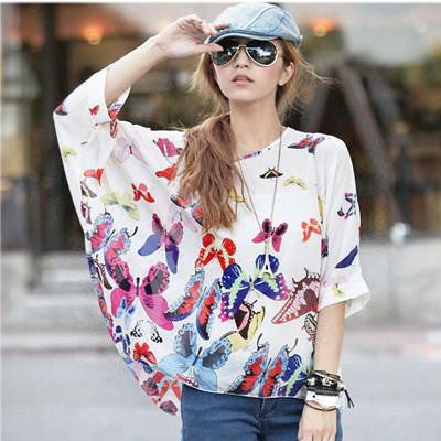 Women Chiffon Blouse Shirt European Style Casual Blouses For Big Women