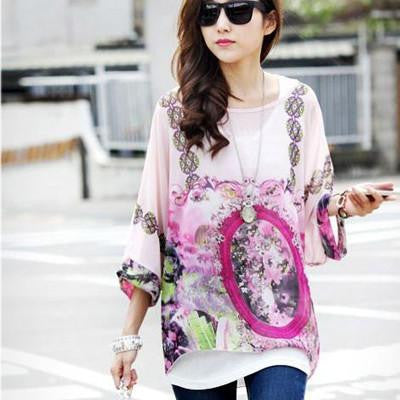 Women Chiffon Blouse Shirt European Style Casual Blouses For Big Women