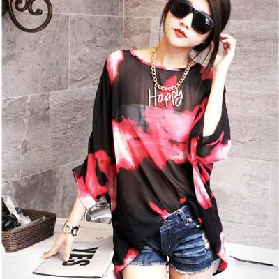 Women Chiffon Blouse Shirt European Style Casual Blouses For Big Women