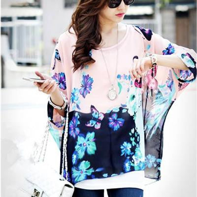 Women Chiffon Blouse Shirt European Style Casual Blouses For Big Women