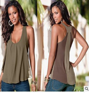Online discount shop Australia - 40 T Shirt Women Chiffon T Shirt Plus Size Solid Sleeveless Loose Backless Sexy O-neck Casual Women Tops Clothing