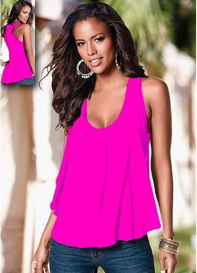 Online discount shop Australia - 40 T Shirt Women Chiffon T Shirt Plus Size Solid Sleeveless Loose Backless Sexy O-neck Casual Women Tops Clothing