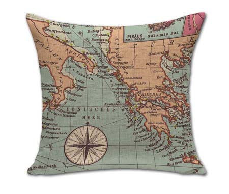 Online discount shop Australia - 18 Inches Square Vintage World Map Pillows Outdoor Cushion For Chairs Bedroom Decor Cotton Linen Home Textile No Core