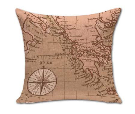 Online discount shop Australia - 18 Inches Square Vintage World Map Pillows Outdoor Cushion For Chairs Bedroom Decor Cotton Linen Home Textile No Core