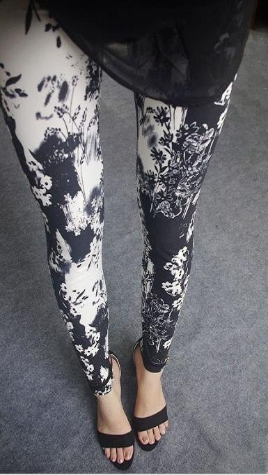 Online discount shop Australia - Female Leggings leggins Spring Autumn Graffiti Flowers Soft Graffiti Printed Women Mid Waist Slim Sportswear Pant K092